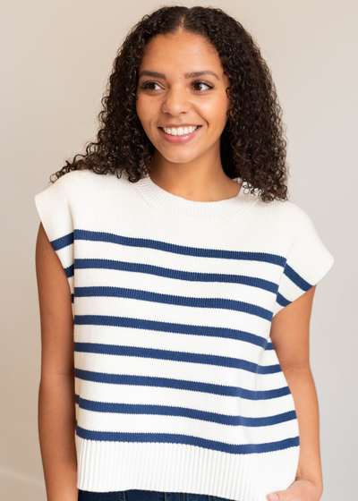 Light navy stripe sweater vest