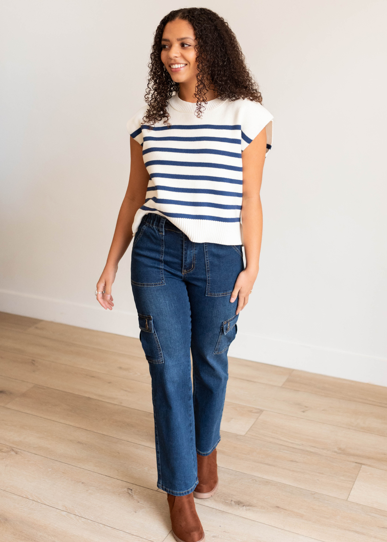 Jerikah Light Navy Stripe Sweater Vest