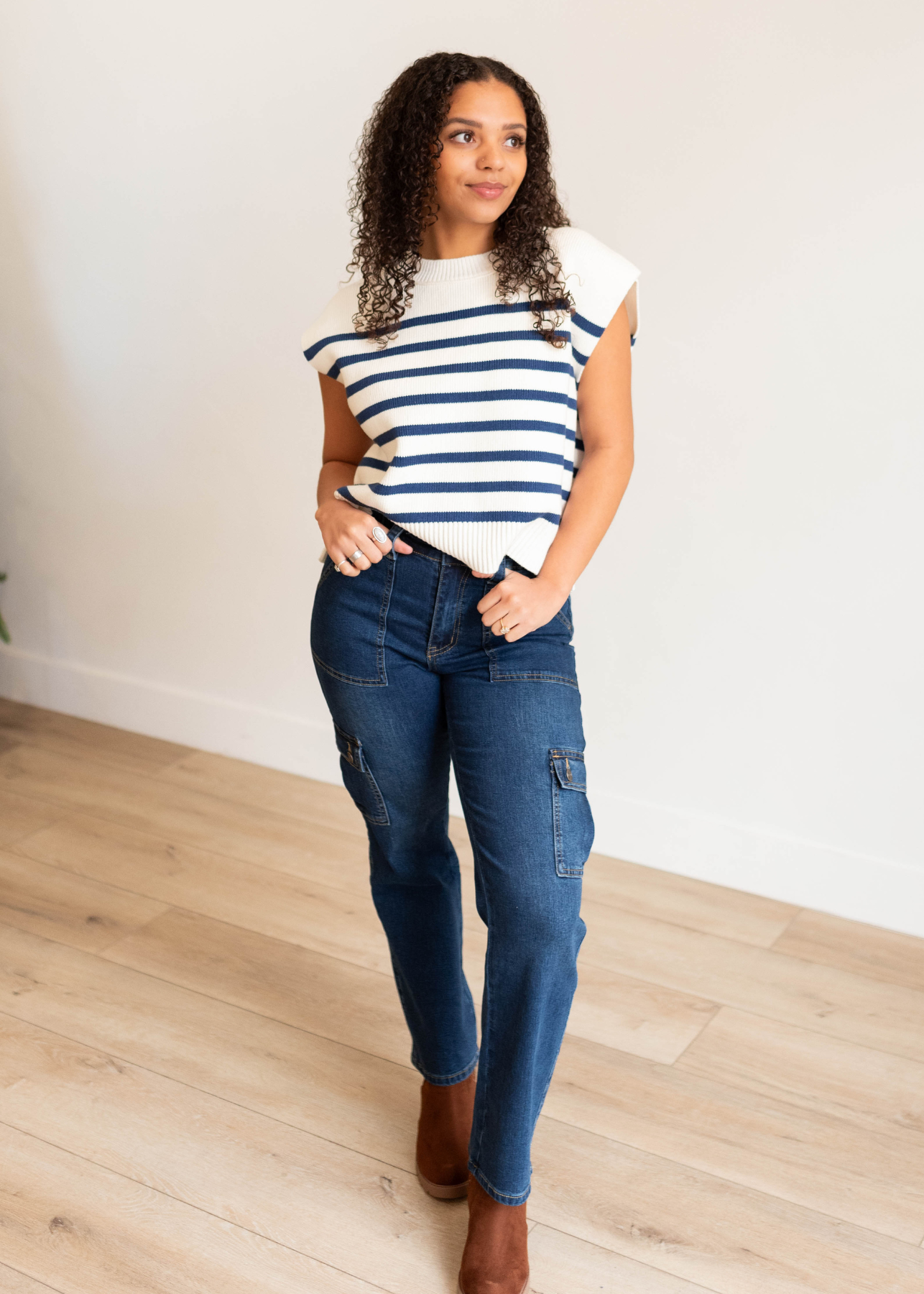 Jerikah Light Navy Stripe Sweater Vest