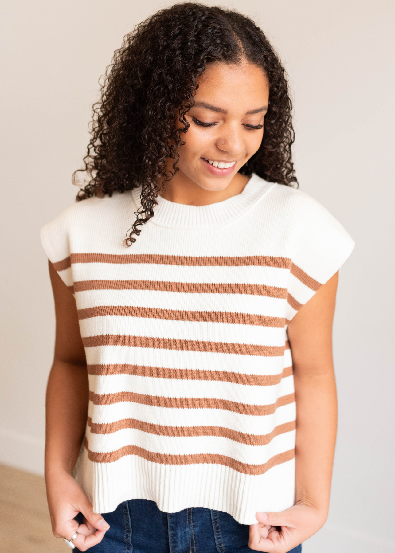 Mocha stripe sweater vest