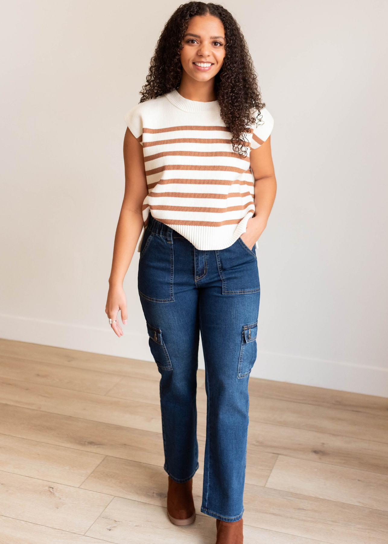 Jerikah Mocha Stripe Sweater Vest