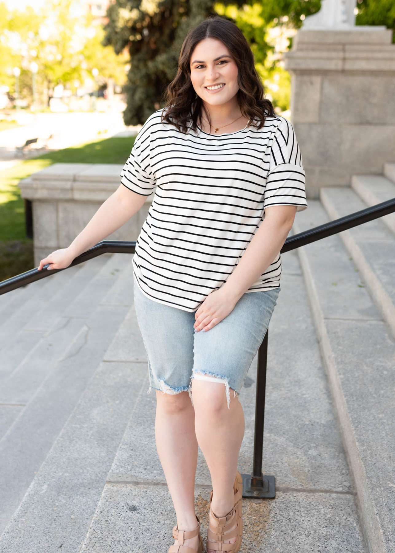 short sleeve plus size stripe oversize top