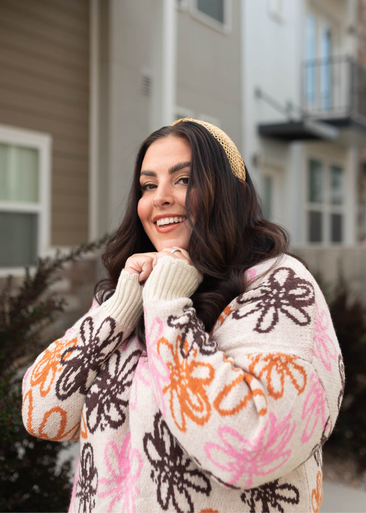 Plus size floral sweater