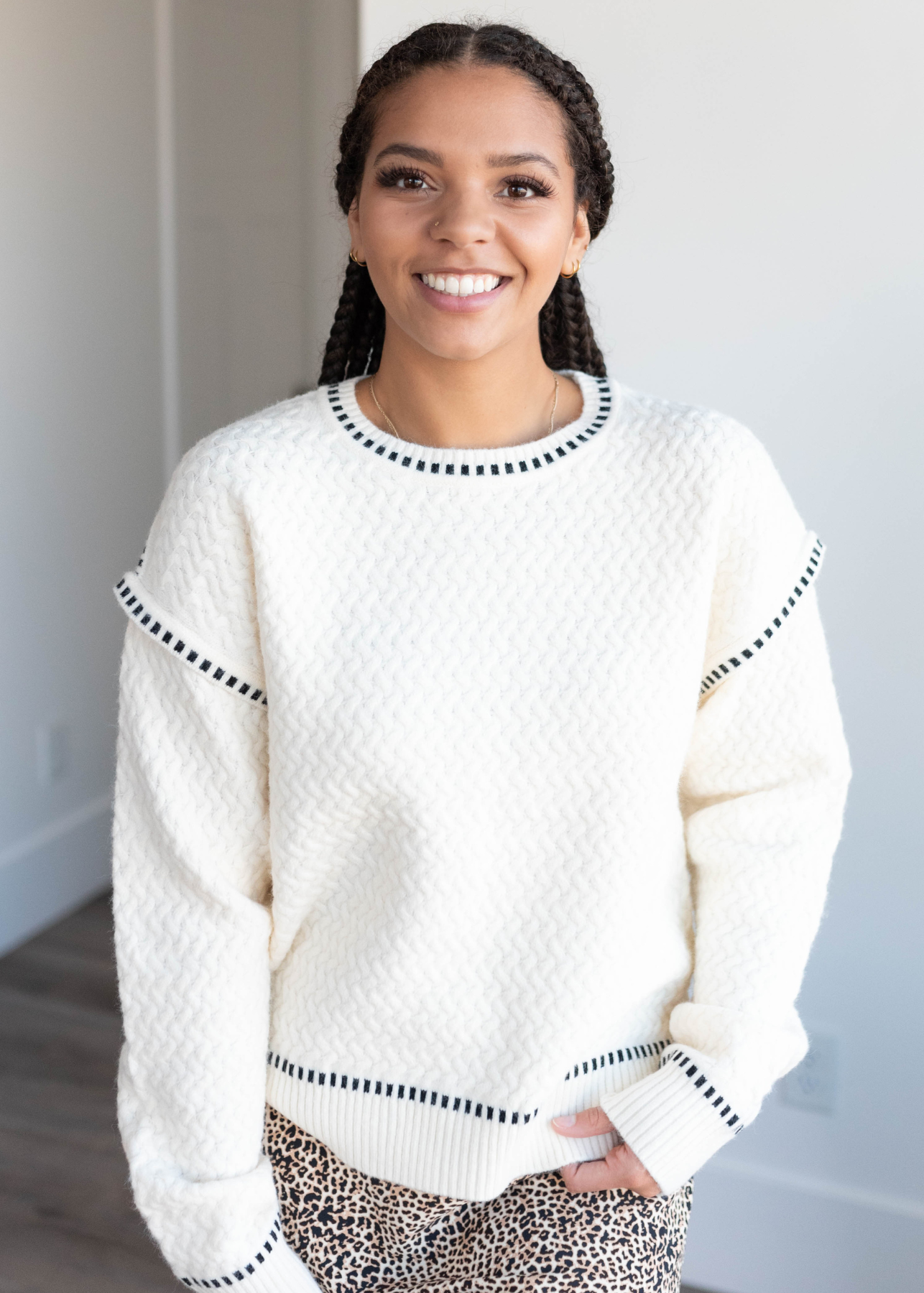 Johanna Cream Textured Sweater