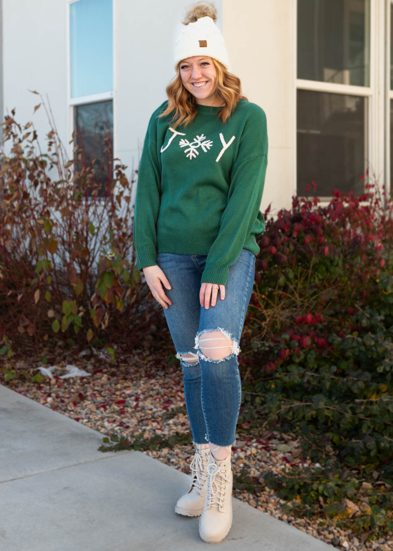 Long sleeve joy hunter green sweater