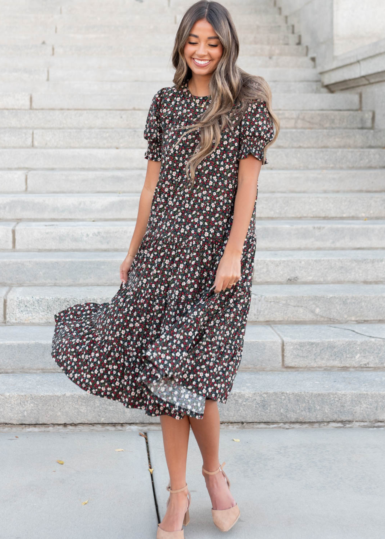 Tiered floral dress