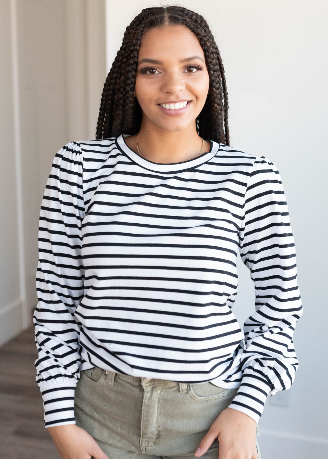 Black stripe long sleeve top