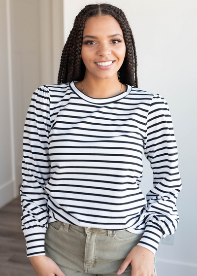 Black stripe long sleeve top