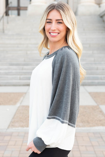 Kacy Charcoal Block Pullover