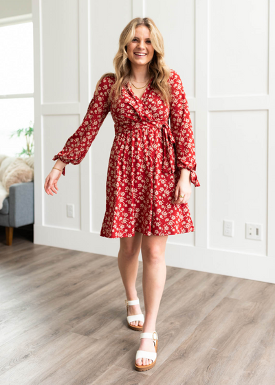 Red floral dress