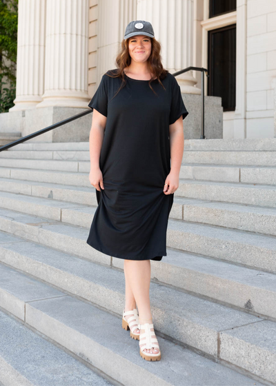 Plus size black tee shirt dress