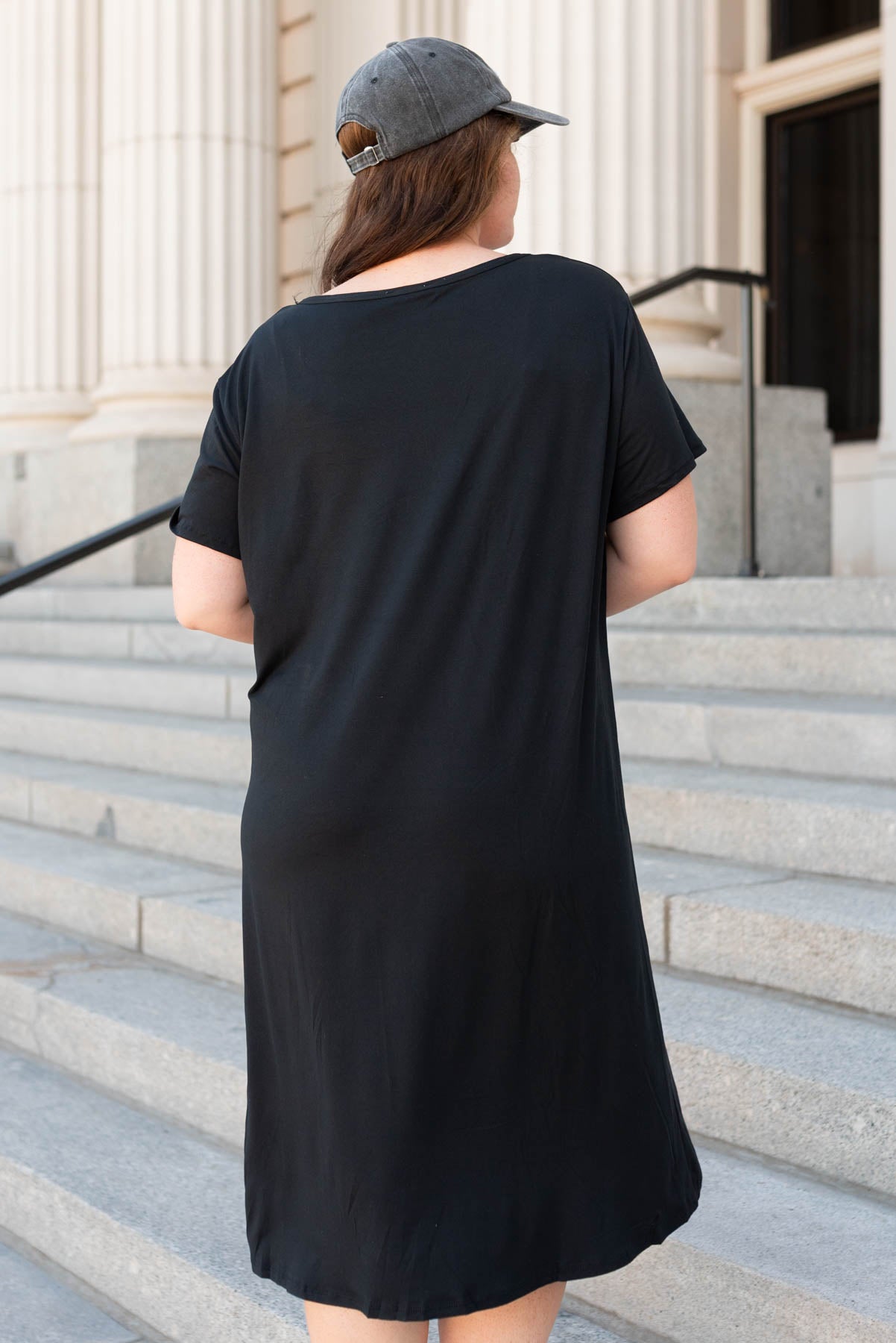 Back view of the black tee shirt dress