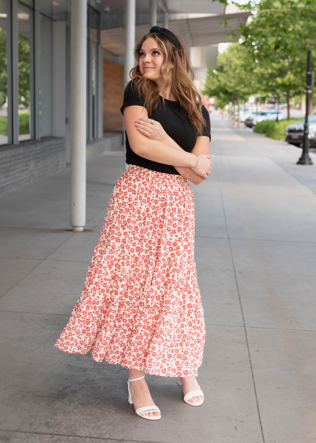 Maroon floral skirt