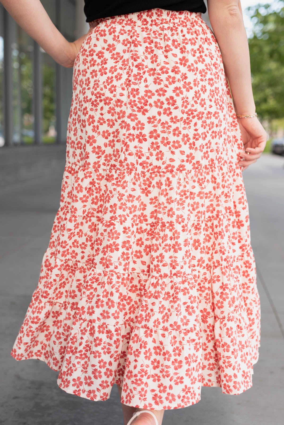 Small maroon floral skirt