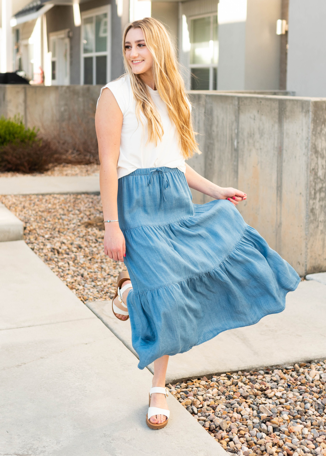 Medium wash skirt