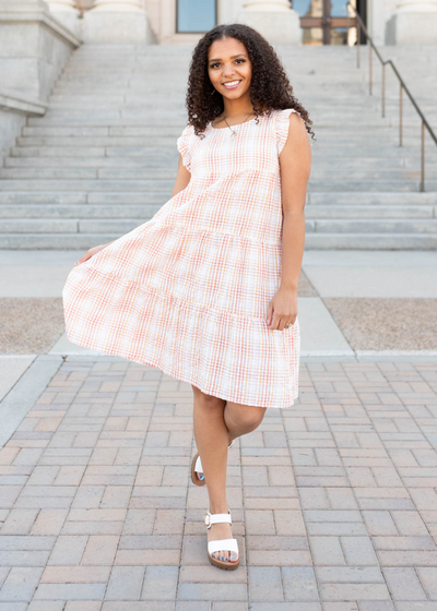 Orange plaid midni dress