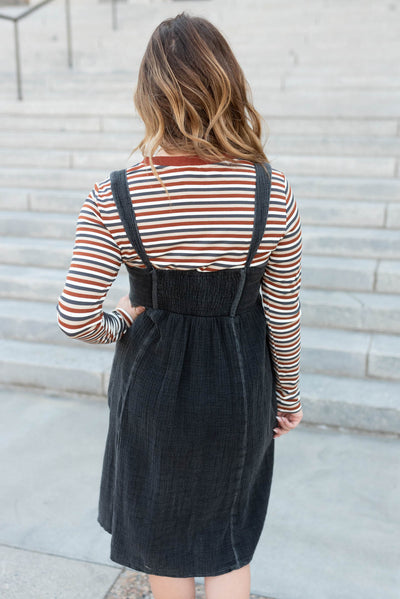 Back view of the black wash jumper dress