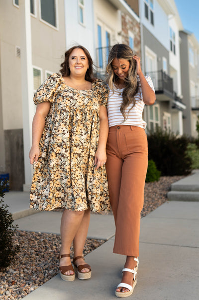 Kayla Taupe Striped Top