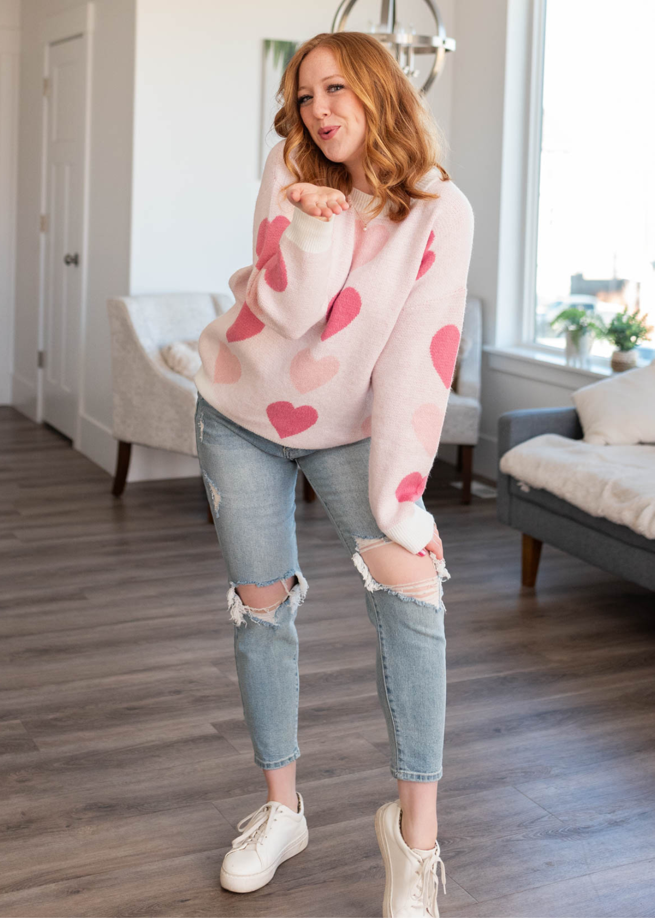 Pink heart sweater