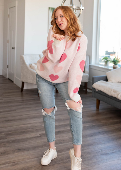 Pink heart sweater