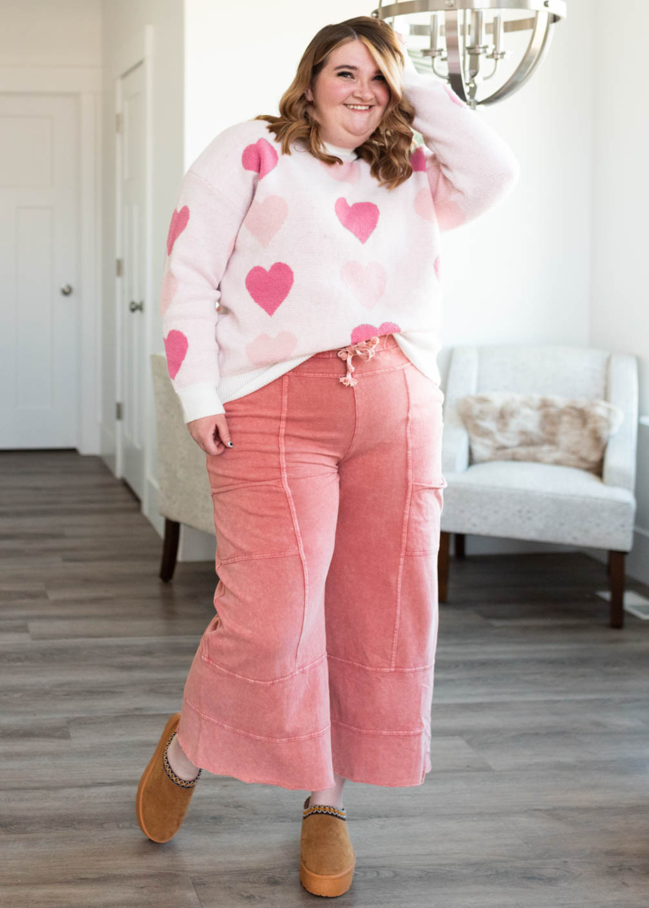 Kaylie Pink Heart Sweater