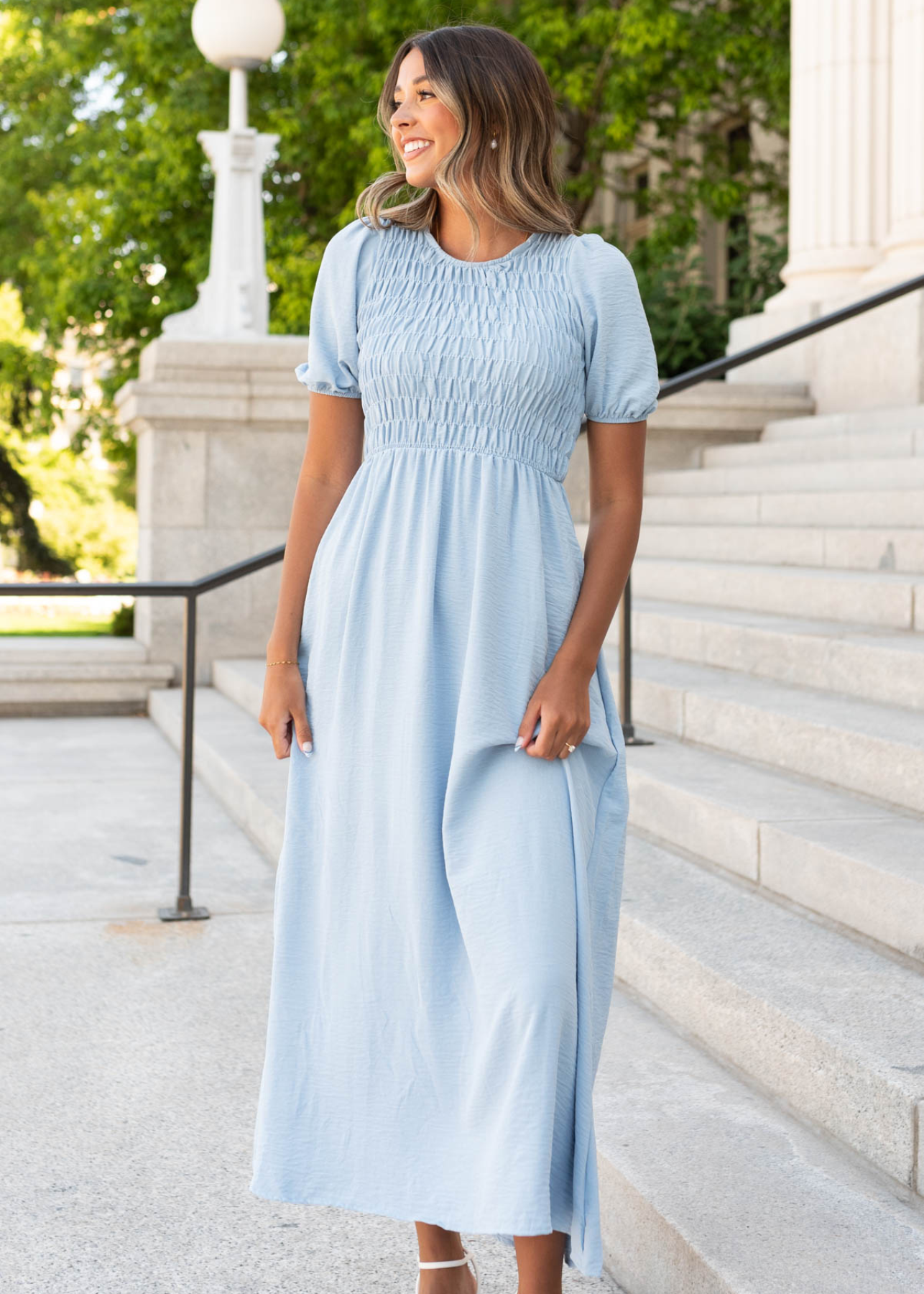 Light blue smocked dress