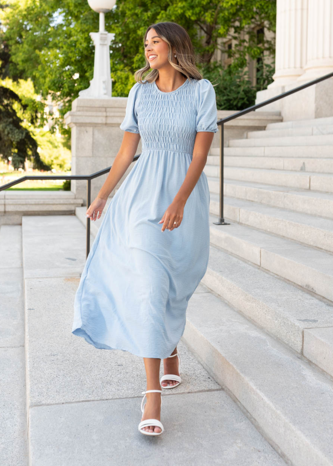 Blue smocked dress