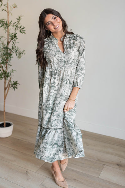 Kim Forest Green Print Dress