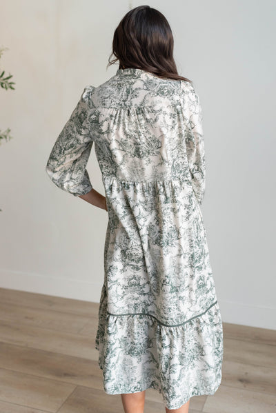 Kim Forest Green Print Dress