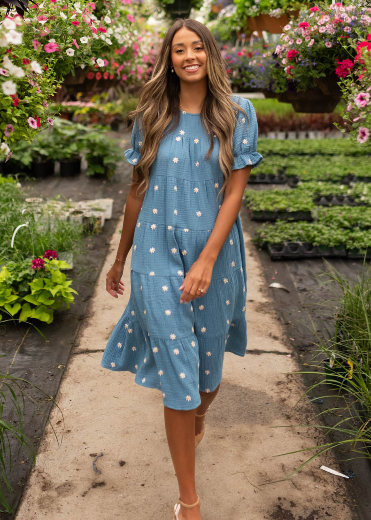 Blue floral dot dress