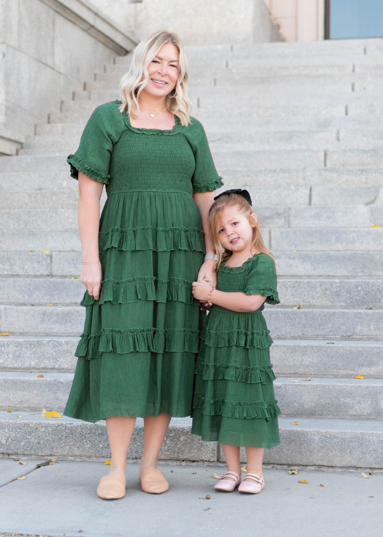 Korin Green Ruffle Tiered Dress