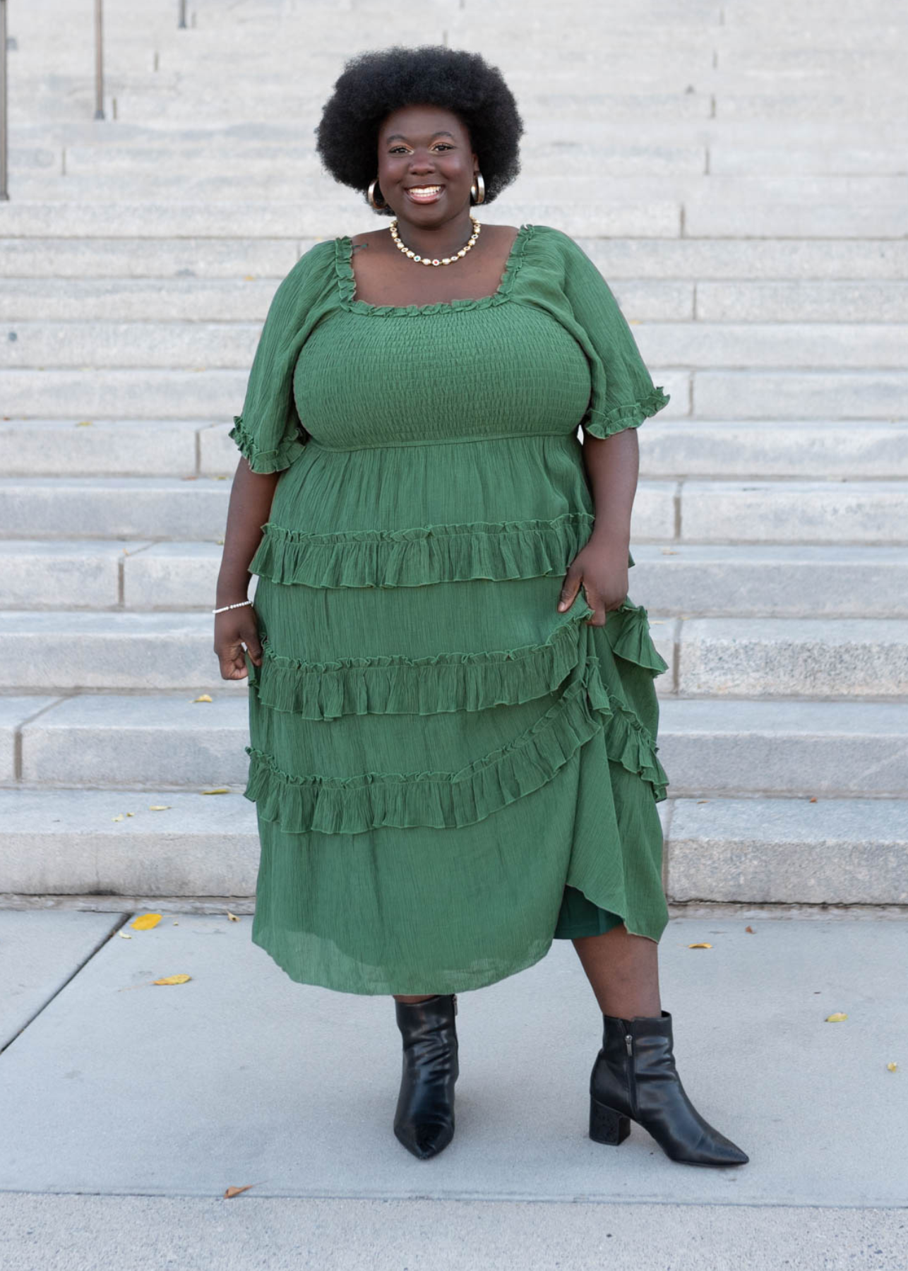 Korin Green Ruffle Tiered Dress