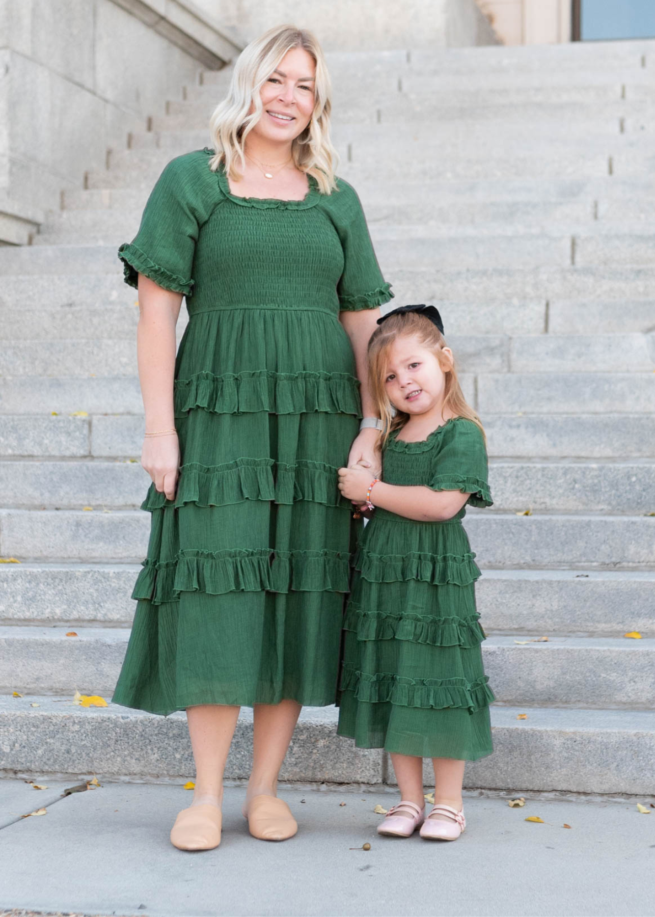 Korin Green Ruffle Tiered Little Girl Dress