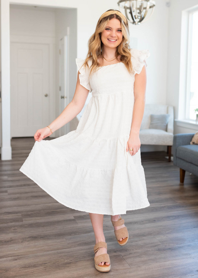 White textured dress