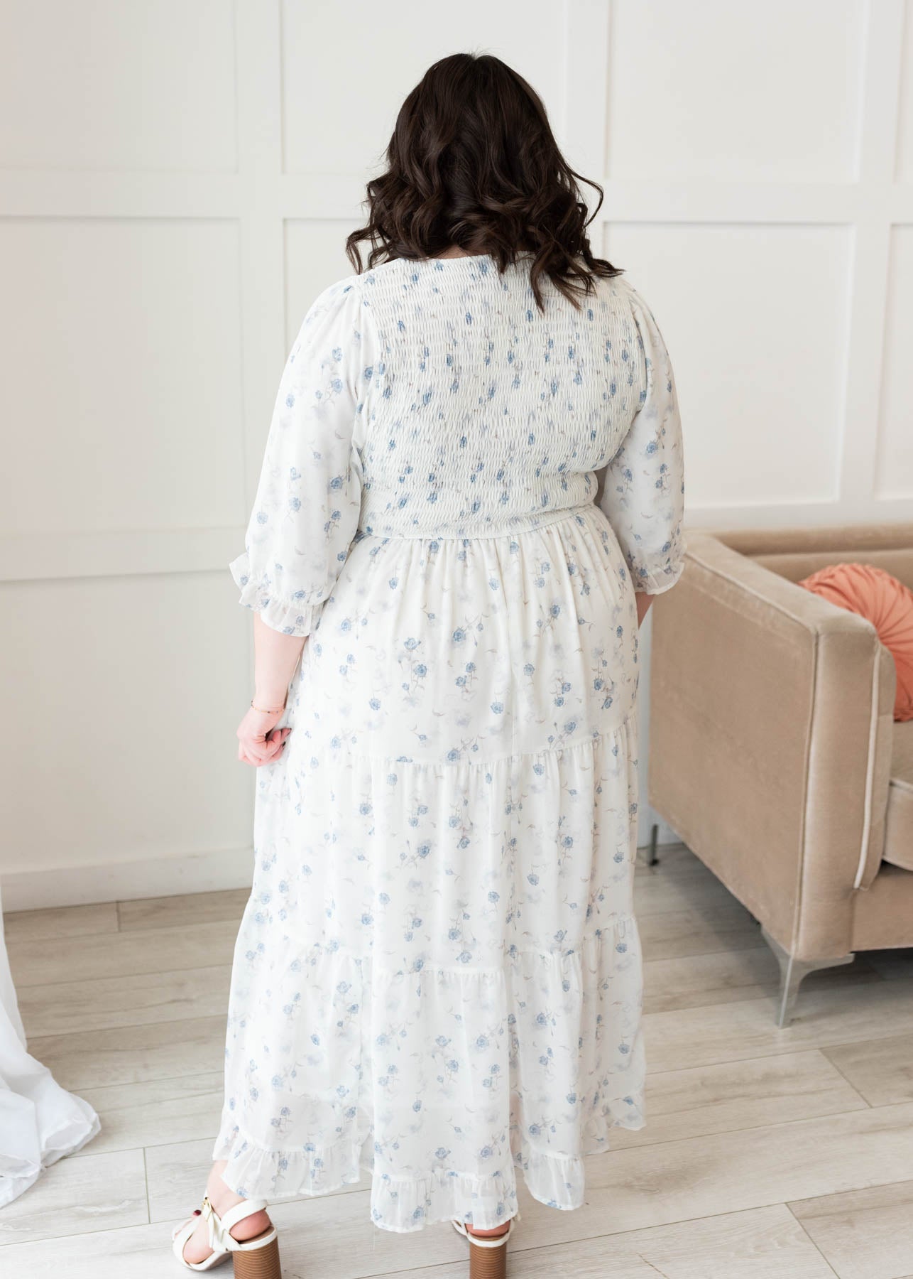 Kristin Light Blue Floral Tiered Dress