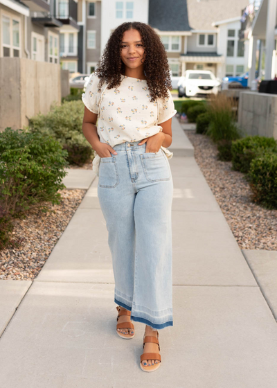 Beige floral top