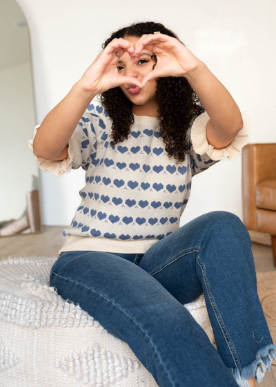 Heart stripe sweater