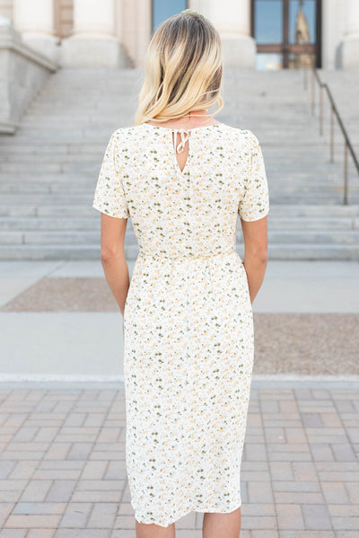 Back view of the floral midi dress