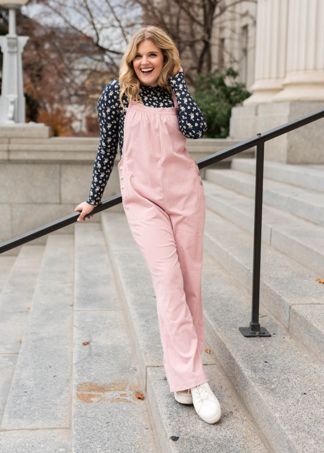 Small dusty pink corduroy overalls 