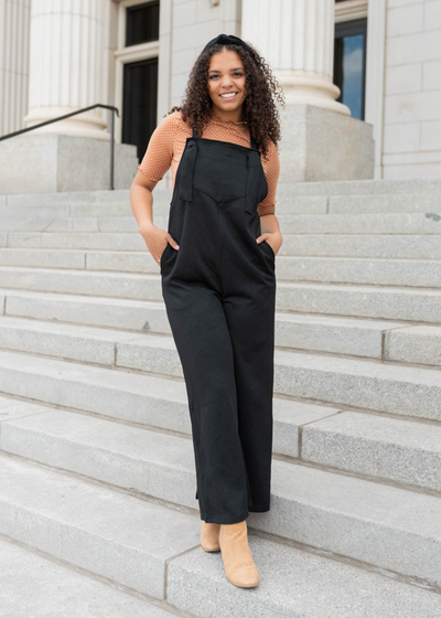 Lexie Black Textured Overalls