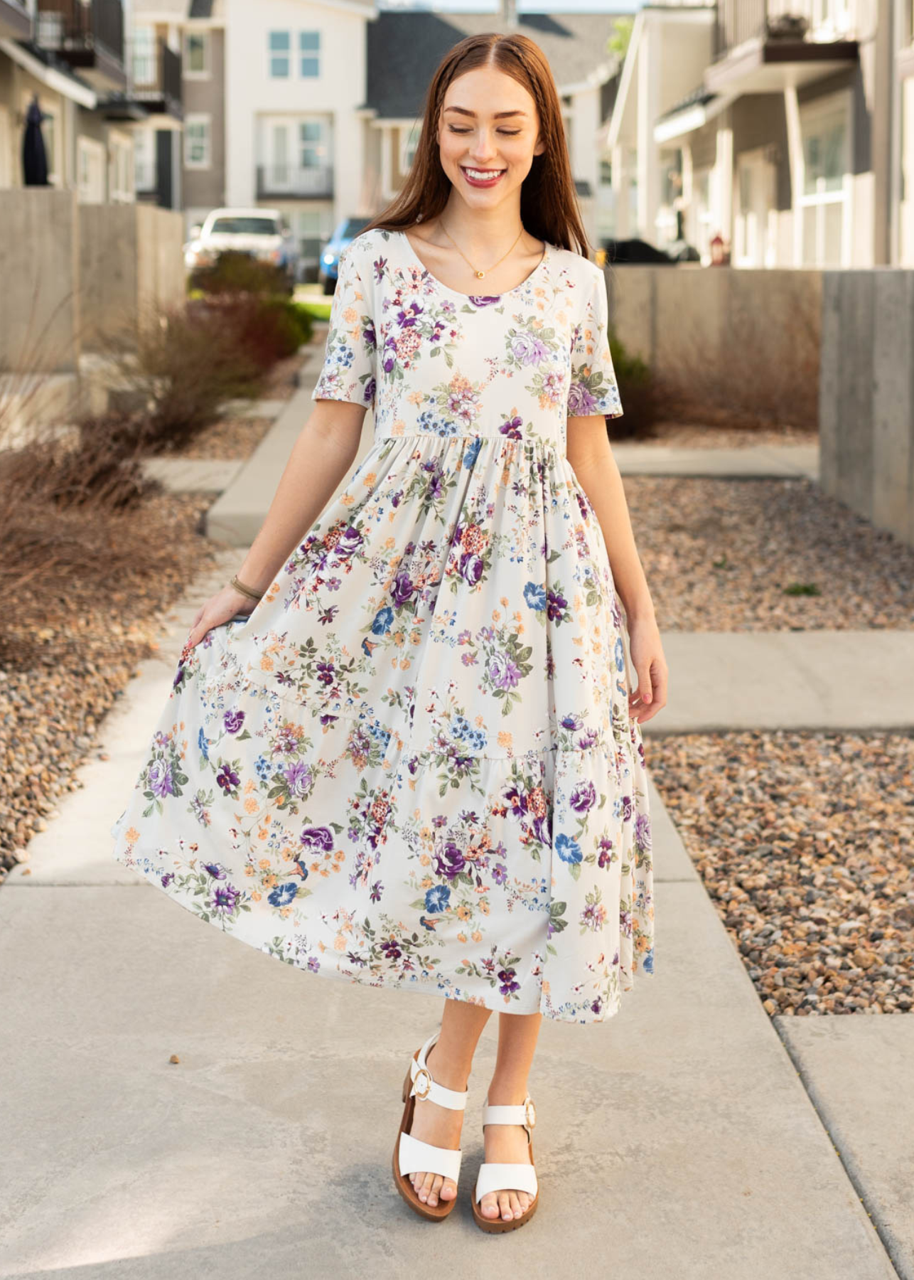 Grey floral dress