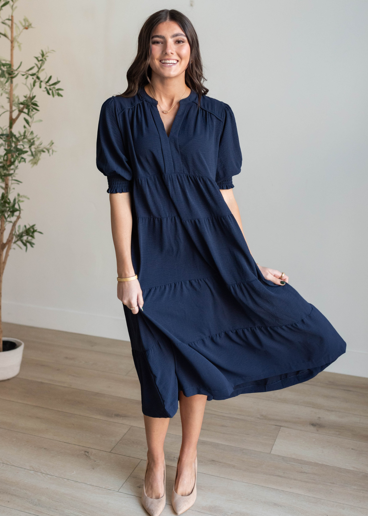 Liberty Navy Tiered Dress