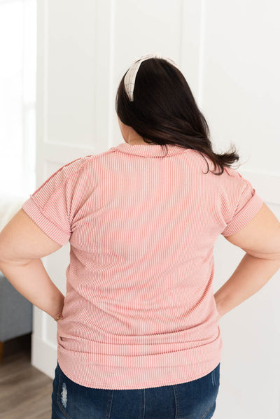 Plus size mauve ribbed top