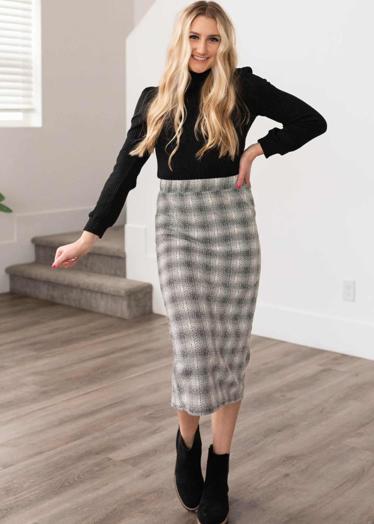 Black plaid skirt