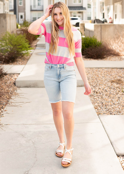 Pink stripe top