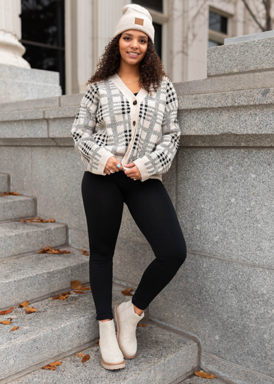 Long sleeve taupe button down cardigan