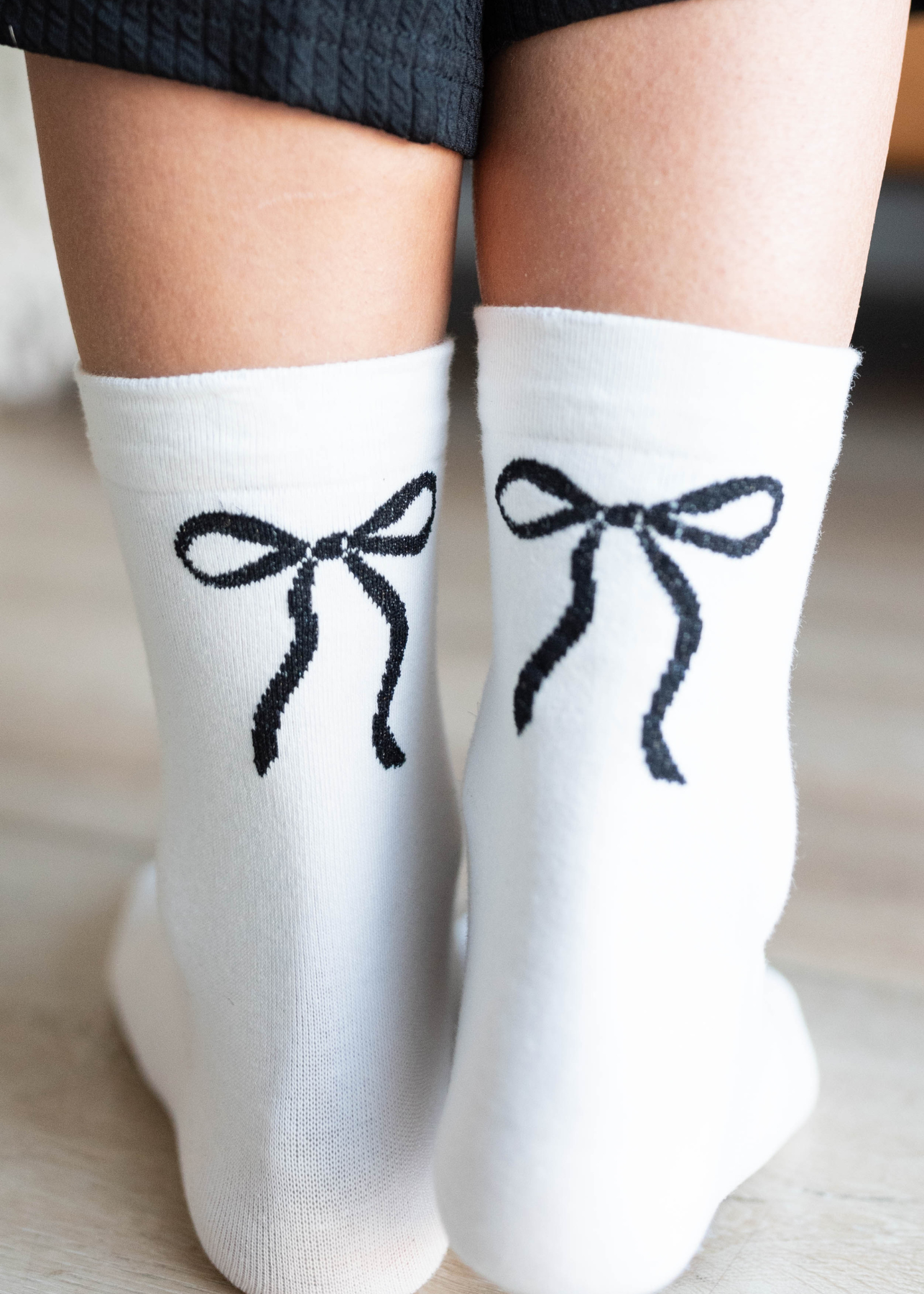 Lora Black Bow Socks