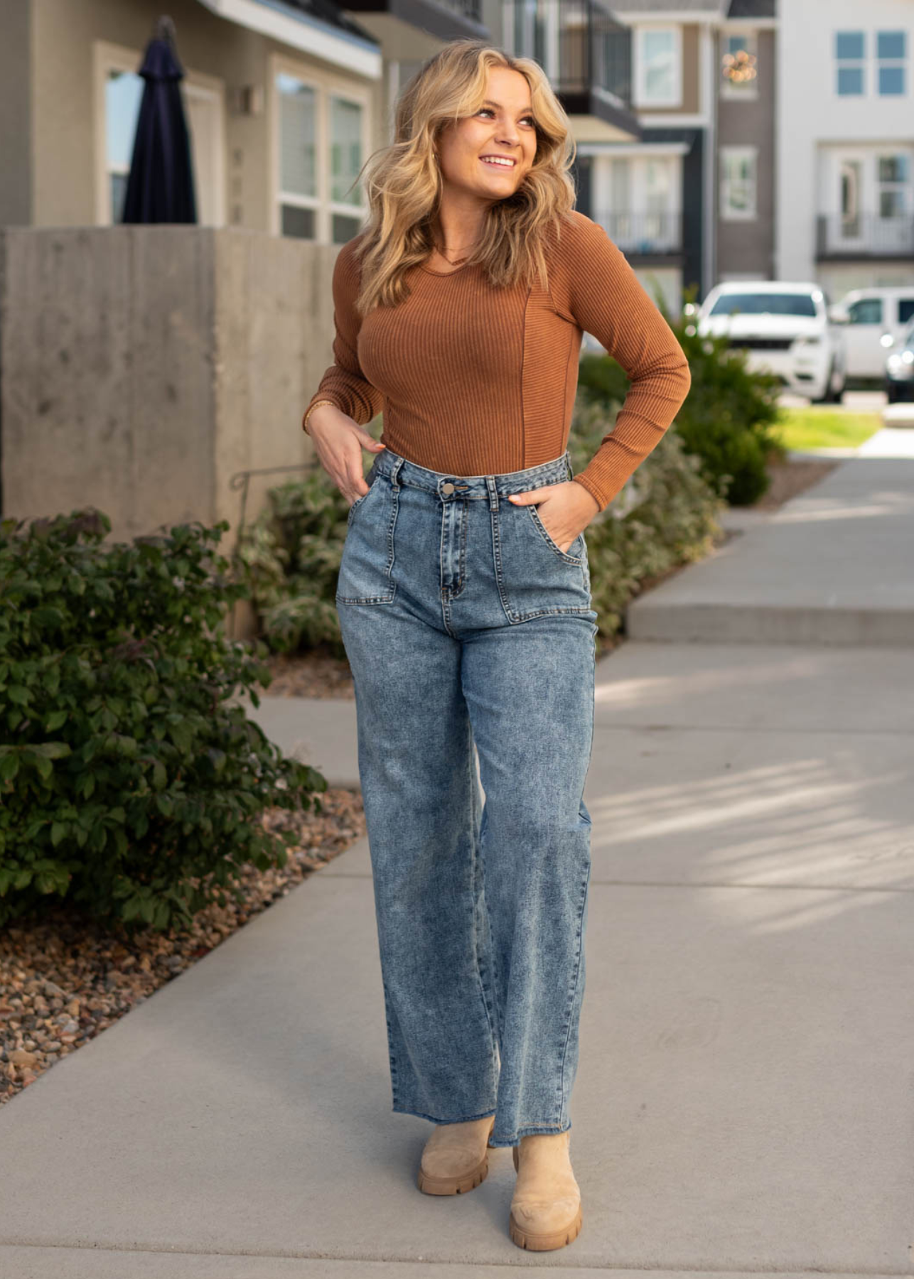 Washed wide leg pants