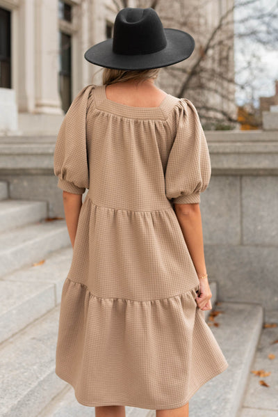 Loraine Taupe Waffle Dress