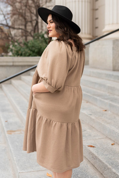 Loraine Taupe Waffle Dress